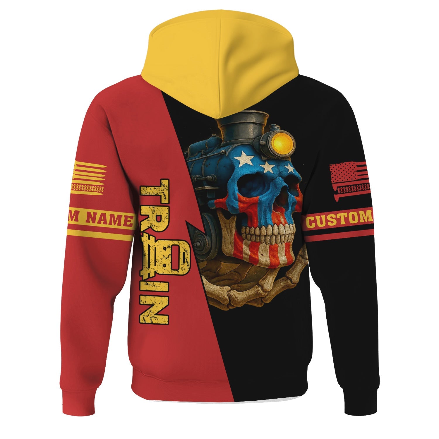 Railspirit Personalized Louisville and Nashville Railroad Hoodie Train Skull American Flag L&N Zip Up Hoodie All Over Print