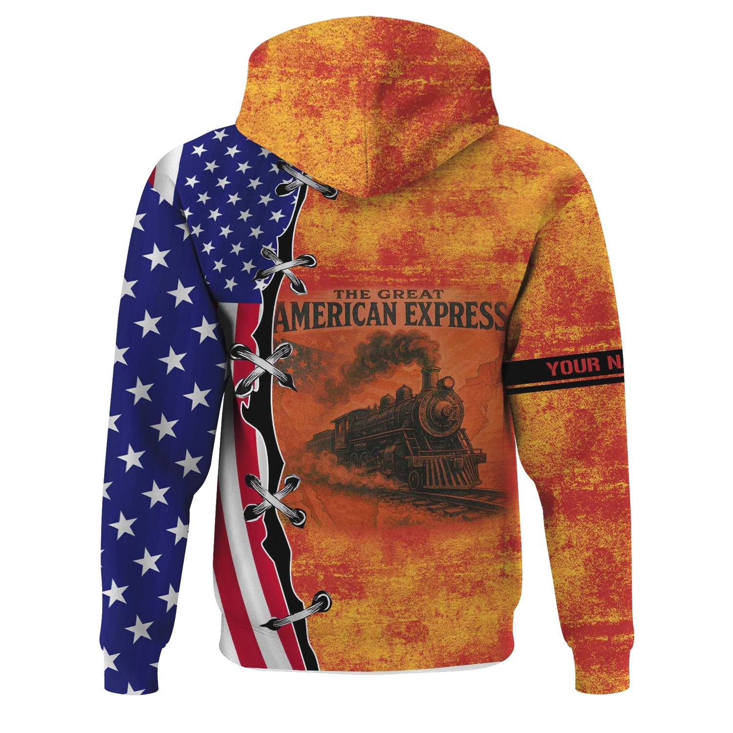 Railspirit Personalized Louisville and Nashville Railroad Hoodie Retro American Express Train With USA Flag L&N Zip Up Hoodie