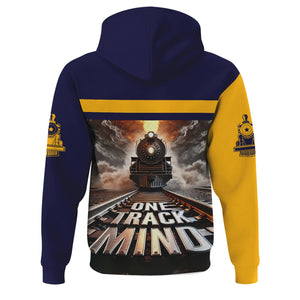 Railspirit Personalized Chesapeake and Ohio Railway Hoodie One Track Mind C&O Train Printed ZIp Up Hoodie