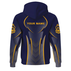 Railspirit Personalized Chesapeake and Ohio Railway Hoodie Striking Line Style C&O Train Zip Up Hoodie For Locomotive Lovers