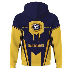 Railspirit Personalized Chesapeake and Ohio Railway Hoodie Custom Year Railroader C&O Zip Up Hoodie Gift Idea For Train Lover