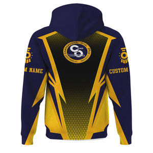 Railspirit Personalized Chesapeake and Ohio Railway Hoodie Lightning Graphic Style C&O Zip Up Hoodie Gift Idea For Train Lover