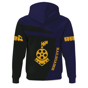 Railspirit Personalized Chesapeake and Ohio Railway Hoodie All Aboard Steam Train Movie Projector Style C&O Zip Up Hoodie