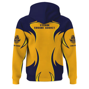 Railspirit Personalized Chesapeake and Ohio Railway Hoodie Distinctive Flame Style C&O Zip Up Hoodie For Steam Engine Addict