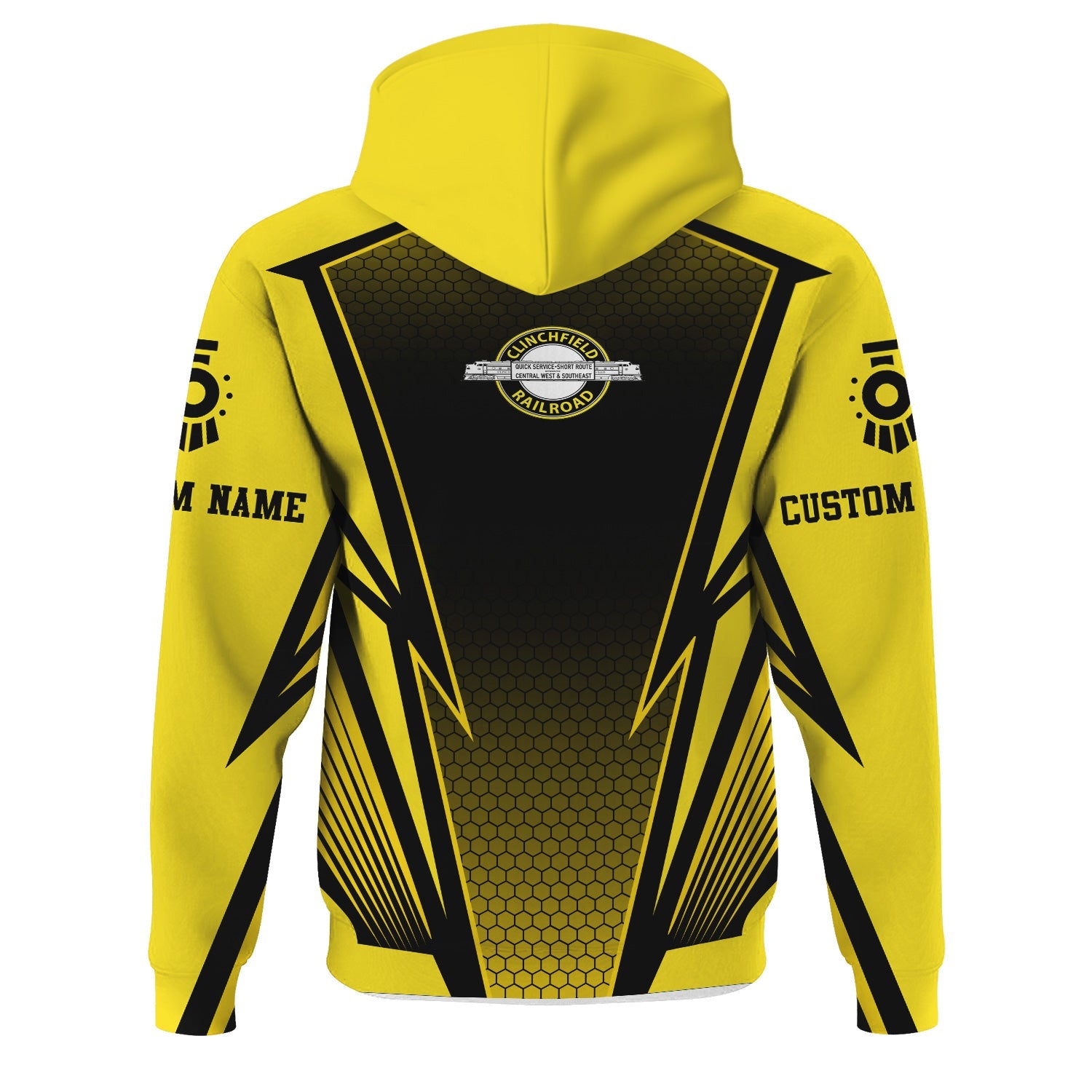 Railspirit Personalized Clinchfield Railroad Hoodie Lightning Graphic Style Zip Up Hoodie Gift Idea For Train Lover