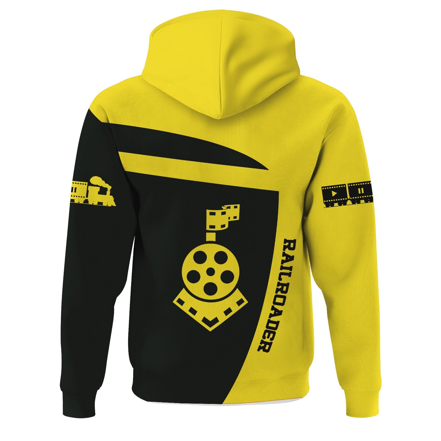 Railspirit Personalized Clinchfield Railroad Hoodie All Aboard Steam Train Movie Projector Style Zip Up Hoodie