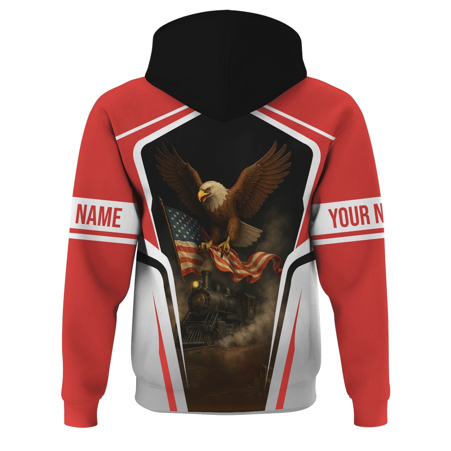 Railspirit Personalized Chicago, Rock Island and Pacific Railroad Hoodie American Eagle Vintage Train Rock Island Railroad Zip Up Hoodie