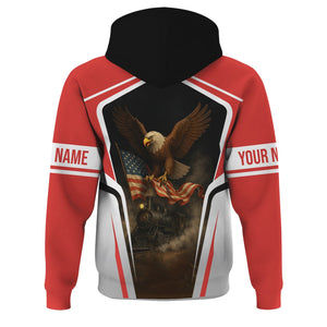 Railspirit Personalized Chicago, Rock Island and Pacific Railroad Hoodie American Eagle Vintage Train Rock Island Railroad Zip Up Hoodie