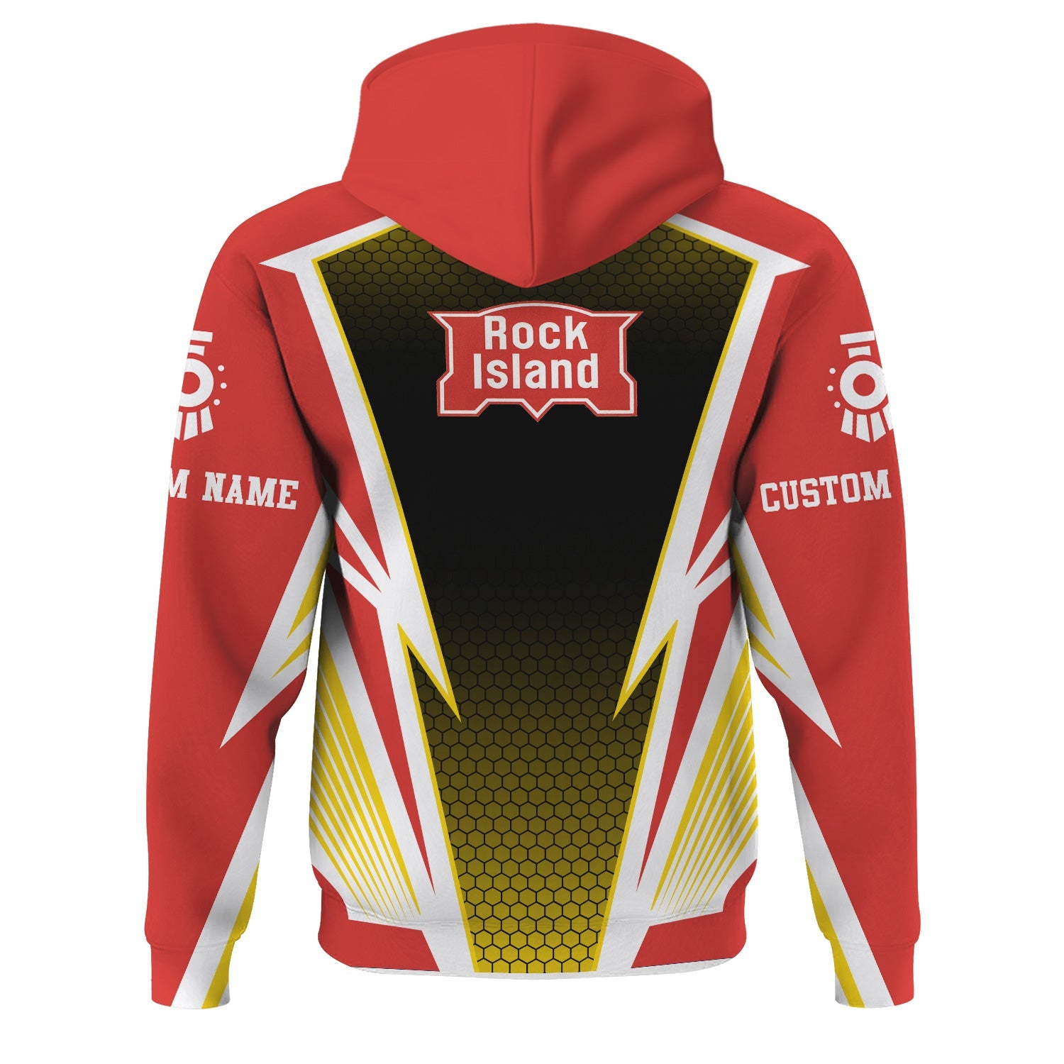 Railspirit Personalized Chicago, Rock Island and Pacific Railroad Hoodie Lightning Graphic Style Rock Island Railroad Zip Up Hoodie Gift For Train Lover