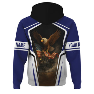 Railspirit Personalized B&O Great States Railroad Hoodie American Eagle Vintage Train Zip Up Hoodie