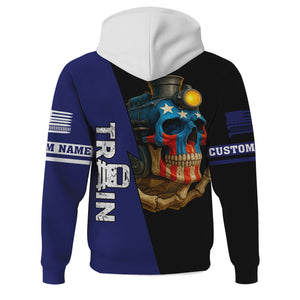 Railspirit Personalized B&O Great States Railroad Hoodie Train Skull American Flag Zip Up Hoodie All Over Print