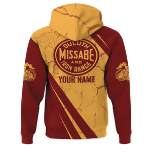 Railspirit Personalized Duluth, Missabe, & Iron Range Railroad Hoodie Crackle Texture Style Train Zip Up Hoodie For Trackhead