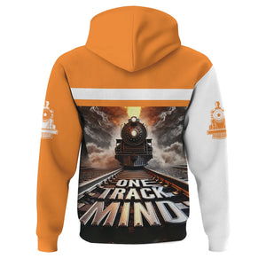 Railspirit Personalized BNSF Railway Hoodie One Track Mind Train Printed ZIp Up Hoodie