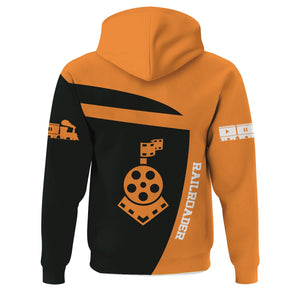 Railspirit Personalized BNSF Railway Hoodie All Aboard Steam Train Movie Projector Style Zip Up Hoodie