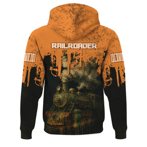 Railspirit Personalized BNSF Railway Hoodie Vintage Train Art Style Zip Up Hoodie For Locomotive Fans