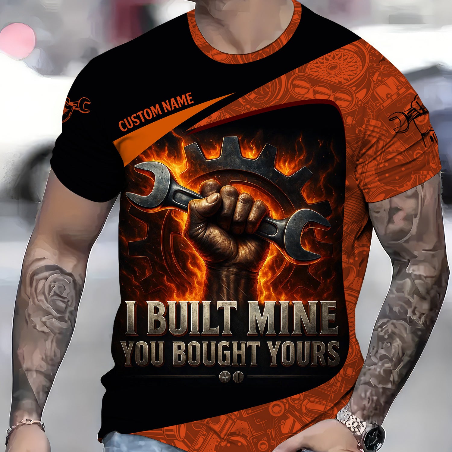Personalized Mechanic Shirt, I Built Mine You Bought Yours, Flame Design, Gift For Men