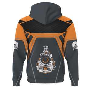 Railspirit Personalized BNSF Railway Hoodie Steam Locomotive Engine Graphic Train Zip Up Hoodie All Over Print