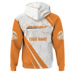 Railspirit Personalized BNSF Railway Hoodie Crackle Texture Style Train Zip Up Hoodie For Trackhead