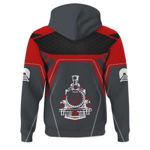 Railspirit Personalized The Chief Santa Fe Railroad Hoodie Steam Locomotive Engine Graphic Train Zip Up Hoodie All Over Print