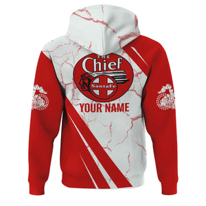 Railspirit Personalized The Chief Santa Fe Railroad Hoodie Crackle Texture Style Train Zip Up Hoodie For Trackhead