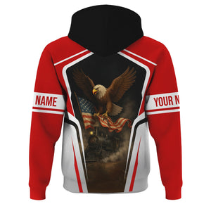 Railspirit Personalized The Chief Santa Fe Railroad Hoodie American Eagle Vintage Train Zip Up Hoodie
