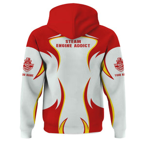 Railspirit Personalized The Chief Santa Fe Railroad Hoodie Distinctive Flame Style Zip Up Hoodie For Steam Engine Addict