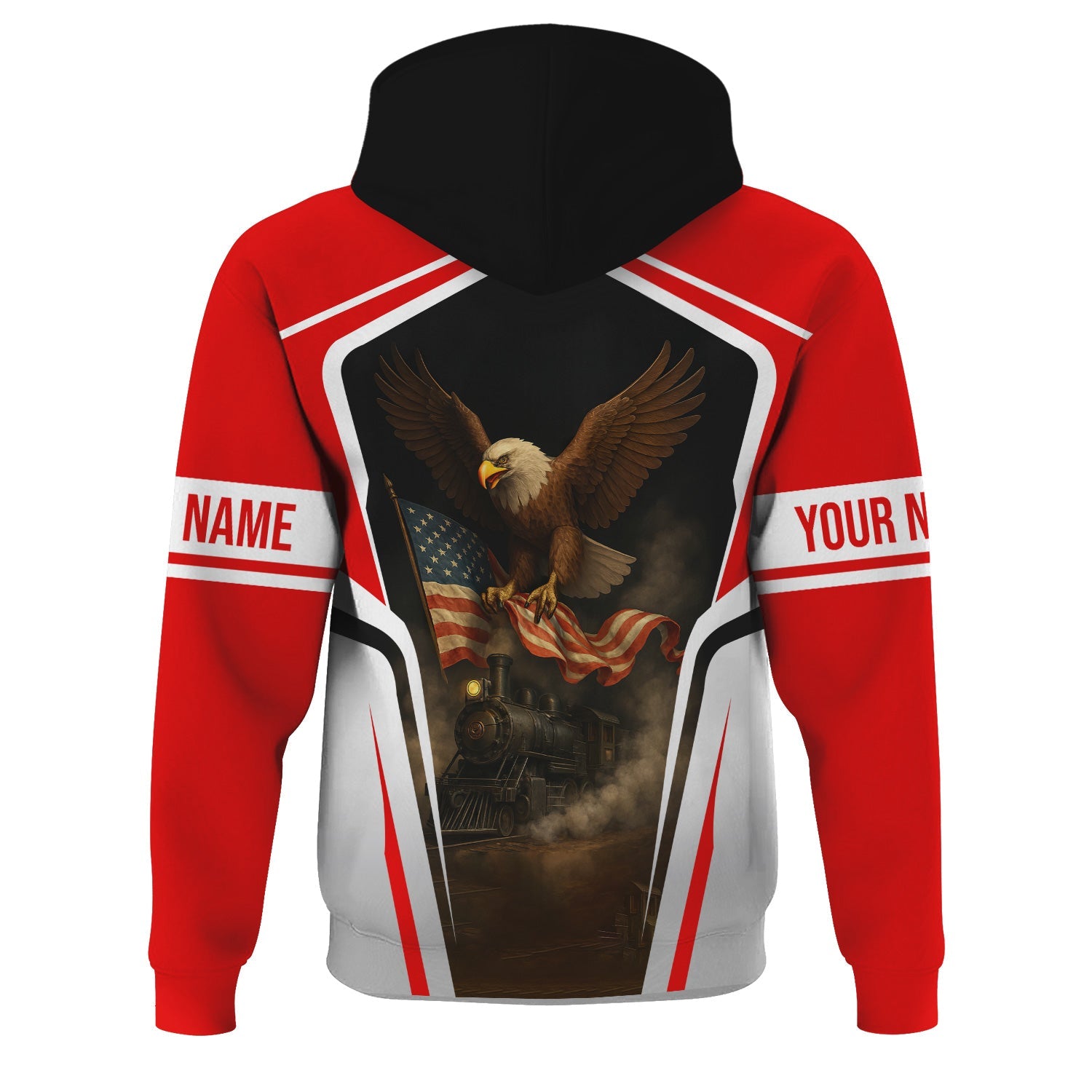 Railspirit Personalized Katy Railroad Hoodie American Eagle Vintage Train Zip Up Hoodie