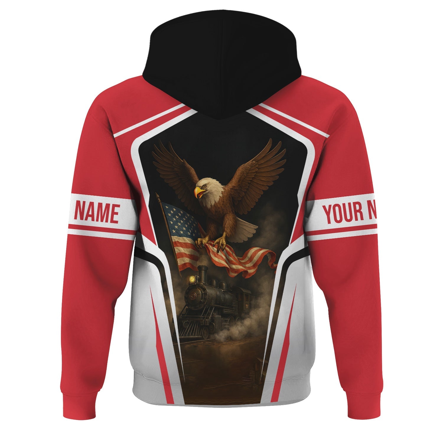 Railspirit Personalized Pacific Electric Railroad Hoodie American Eagle Vintage Train Zip Up Hoodie