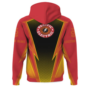 Railspirit Personalized Pacific Electric Railroad Hoodie Lightning Graphic Style Zip Up Hoodie Gift Idea For Train Lover