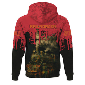 Railspirit Personalized Pacific Electric Railroad Hoodie Vintage Train Art Style Zip Up Hoodie For Locomotive Fans