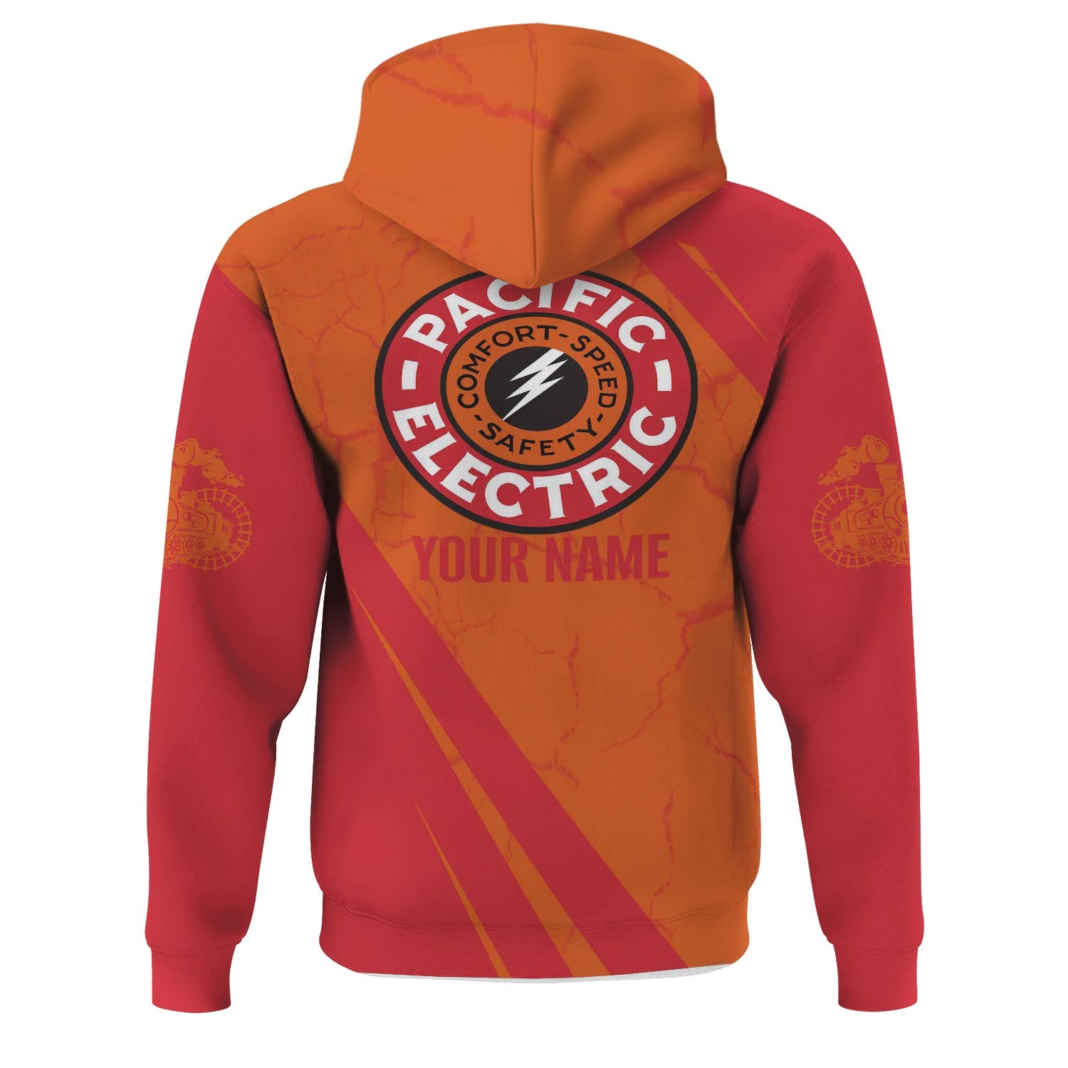 Railspirit Personalized Pacific Electric Railroad Hoodie Crackle Texture Style Train Zip Up Hoodie For Trackhead