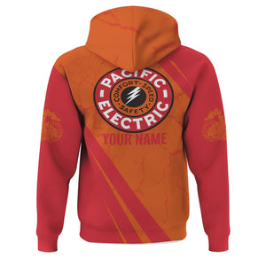 Railspirit Personalized Pacific Electric Railroad Hoodie Crackle Texture Style Train Zip Up Hoodie For Trackhead