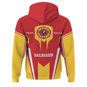 Railspirit Personalized Pacific Electric Railroad Hoodie Custom Year Railroader Zip Up Hoodie Gift Idea For Train Lover