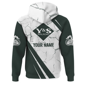 Railspirit Personalized Youngstown & Southern Railroad Hoodie Crackle Texture Style Train Zip Up Hoodie For Trackhead