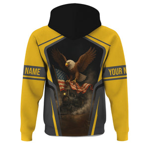 Railspirit Personalized Richmond, Fredericksburg And Potomac Railroad Hoodie American Eagle Vintage Train Zip Up Hoodie