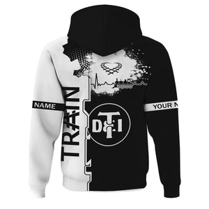 Railspirit Personalized Detroit Toledo And Ironton Railroad Hoodie Engine Heartbeat and Track Love Style Zip Up Hoodie Gift Idea For Train Lovers