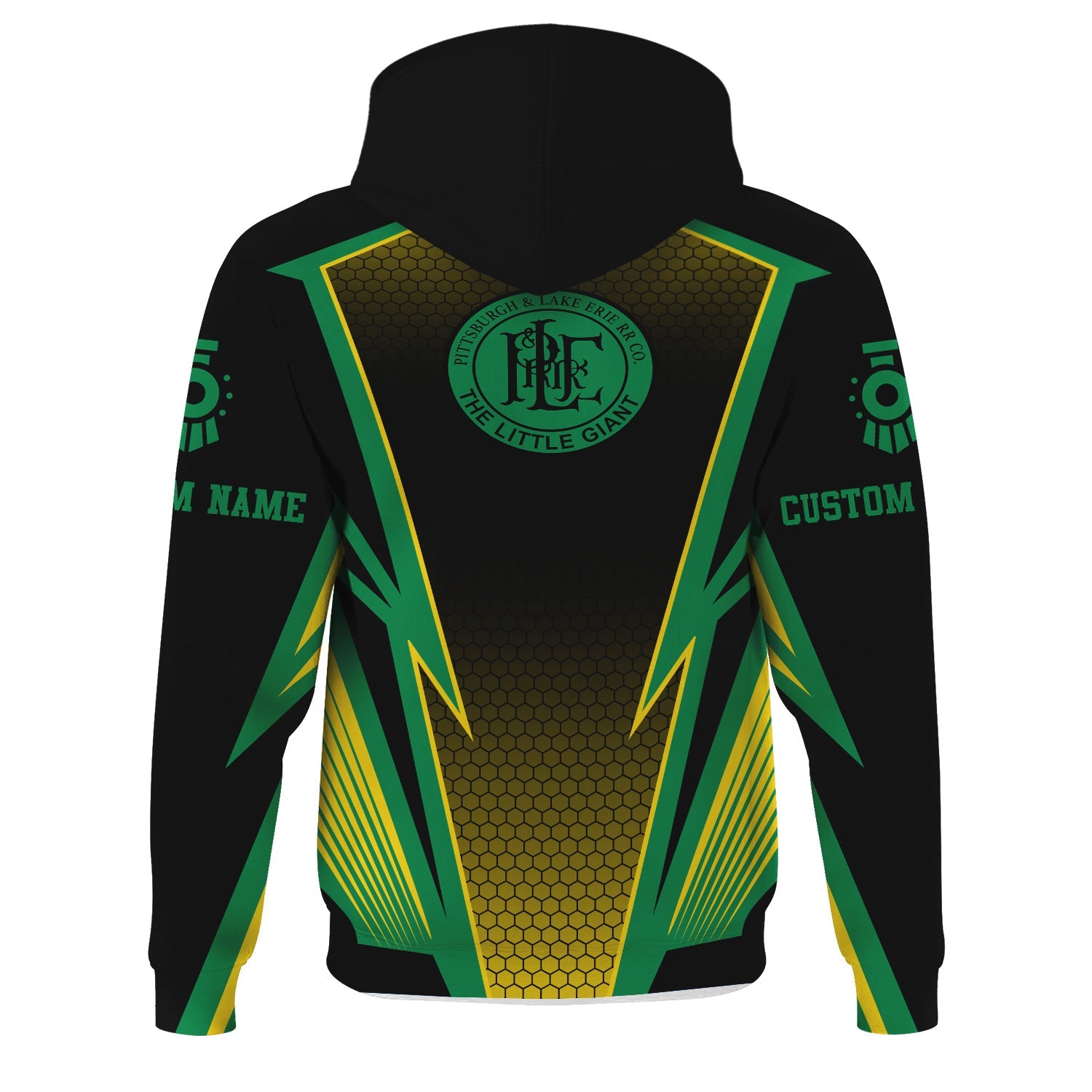 Railspirit Personalized Pittsburgh And Lake Erie Railroad Hoodie Lightning Graphic Style Zip Up Hoodie Gift Idea For Train Lover