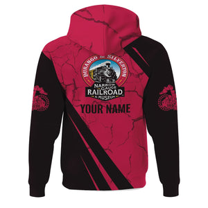 Railspirit Personalized Durango And Silverton Narrow Gauge Railroad Hoodie Crackle Texture Style Train Zip Up Hoodie For Trackhead