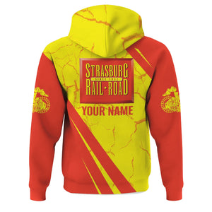 Railspirit Personalized Strasburg Railroad Hoodie Crackle Texture Style Train Zip Up Hoodie For Trackhead