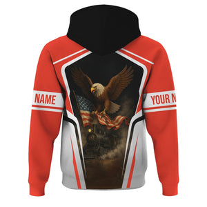 Railspirit Personalized Strasburg Railroad Hoodie American Eagle Vintage Train Zip Up Hoodie