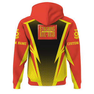 Railspirit Personalized Strasburg Railroad Hoodie Lightning Graphic Style Zip Up Hoodie Gift Idea For Train Lover