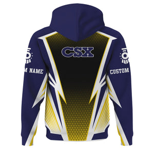 Railspirit Personalized CSX Transportation Railroad Hoodie Lightning Graphic Style Zip Up Hoodie Gift Idea For Train Lover