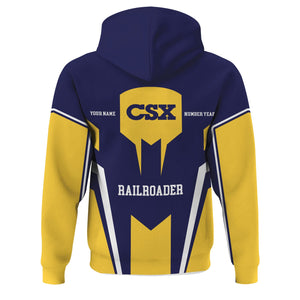 Railspirit Personalized CSX Transportation Railroad Hoodie Custom Year Railroader Zip Up Hoodie Gift Idea For Train Lover