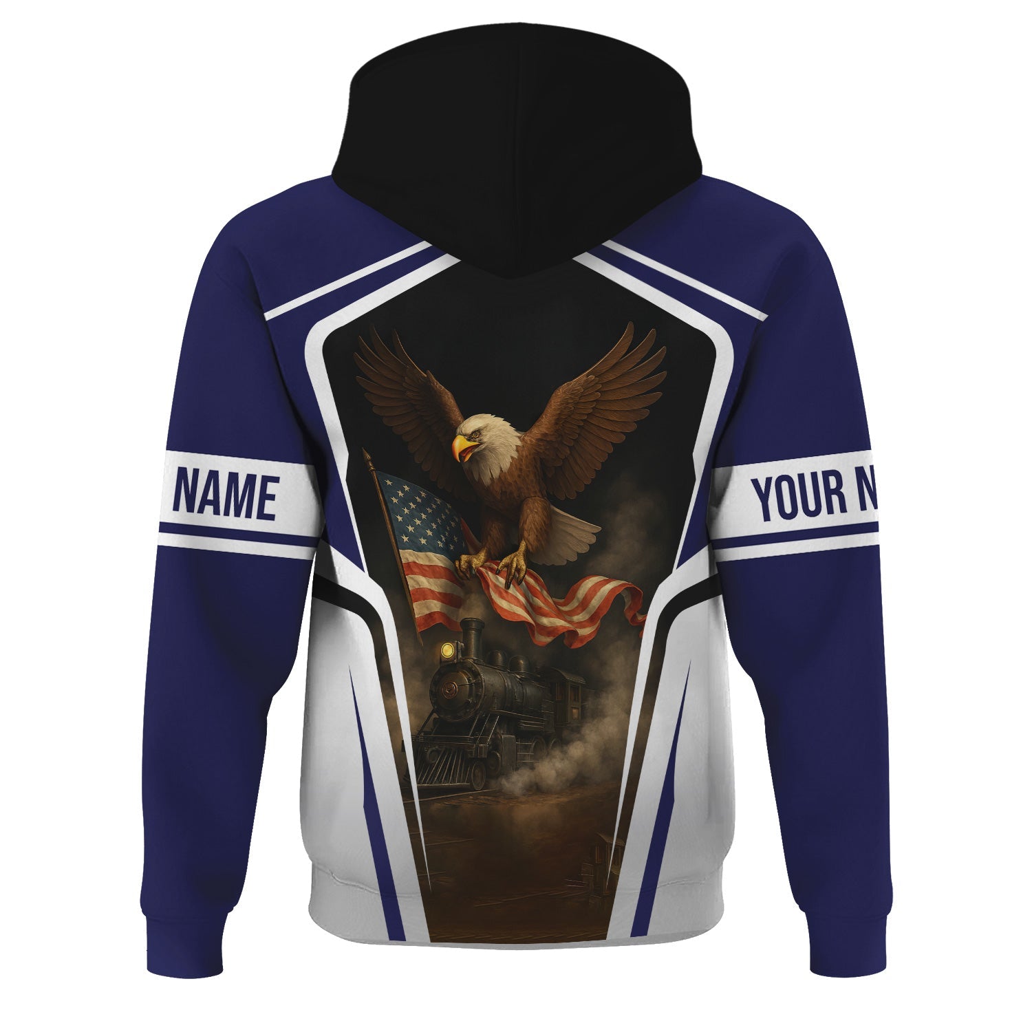 Railspirit Personalized CSX Transportation Railroad Hoodie American Eagle Vintage Train Zip Up Hoodie