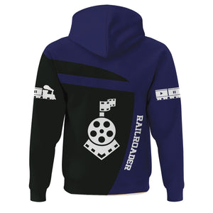 Railspirit Personalized CSX Transportation Railroad Hoodie All Aboard Steam Train Movie Projector Style Zip Up Hoodie
