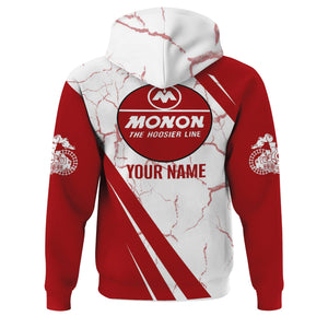 Railspirit Personalized Monon Railroad Hoodie Crackle Texture Style Train Zip Up Hoodie For Trackhead