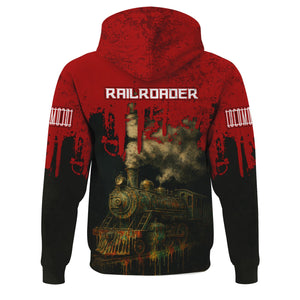 Railspirit Personalized Monon Railroad Hoodie Vintage Train Art Style Zip Up Hoodie For Locomotive Fans