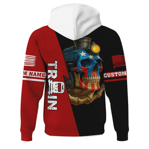 Railspirit Personalized Monon Railroad Hoodie Train Skull American Flag Zip Up Hoodie All Over Print