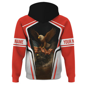 Railspirit Personalized Canadian National Railroad Hoodie American Eagle Vintage Train Zip Up Hoodie