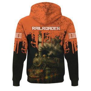 Railspirit Personalized Wheeling And Lake Erie Railroad Hoodie Vintage Train Art Style Zip Up Hoodie For Locomotive Fans